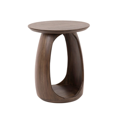 Beistelltisch FLOW SOLID S Skulpturaler Massivholz-Tisch aus Akazie mit organischem Cut-Out Glaze Brown