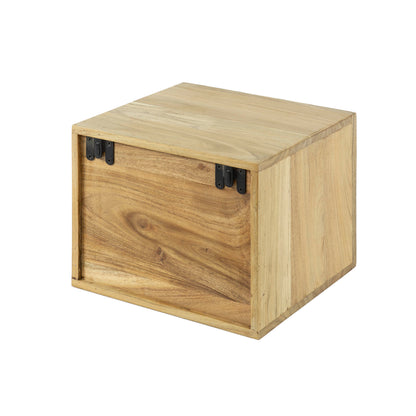 Nachttisch BLOCK NATURE Schwebende Nachtkonsole aus Akazie mit Baumscheiben-Front 30 cm