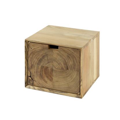 Nachttisch BLOCK NATURE Schwebende Nachtkonsole aus Akazie mit Baumscheiben-Front 30 cm