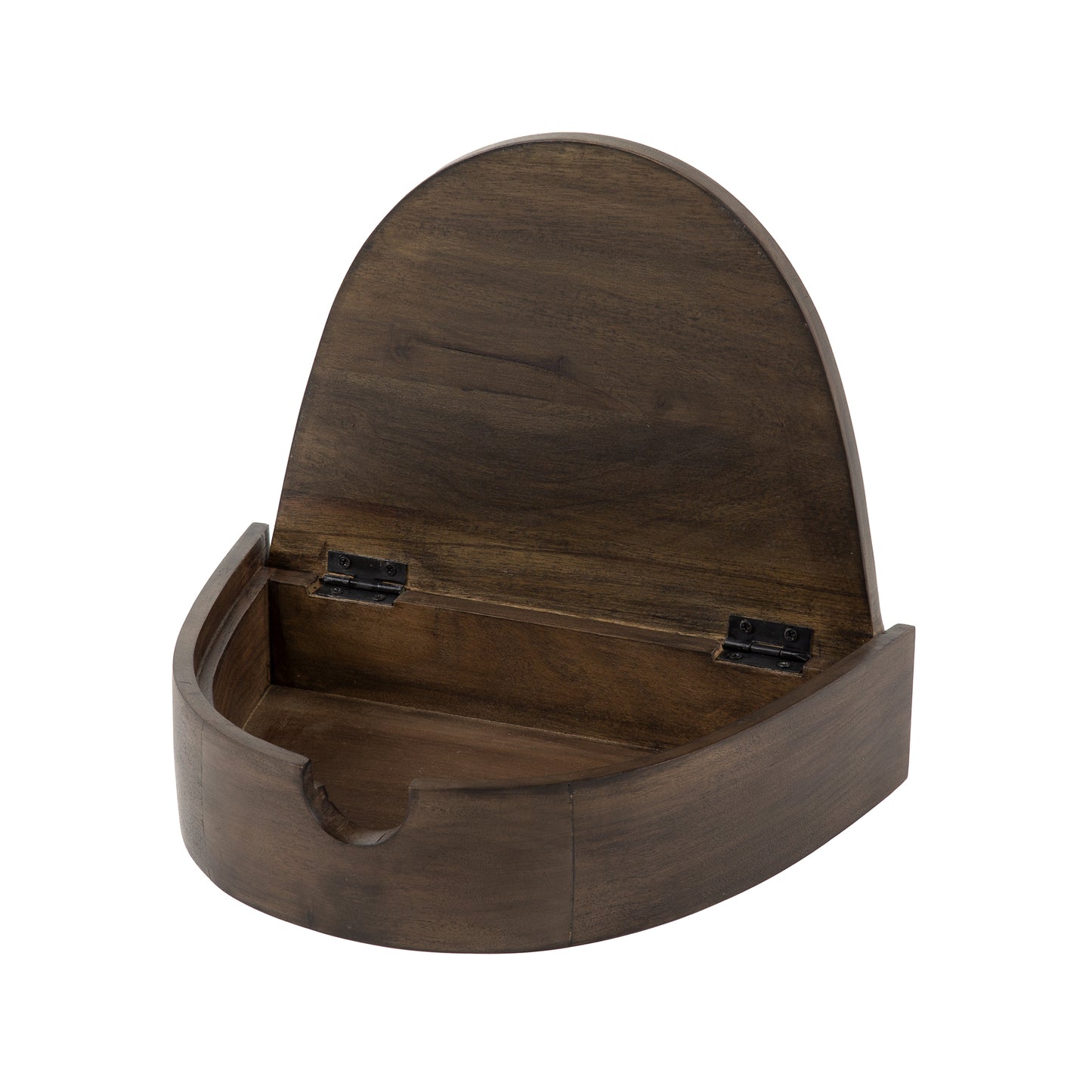 Nachttisch COVE ELEGANCE 2 Schwebende, halbrunde Nachtkonsolen aus Akazie Glaze Brown