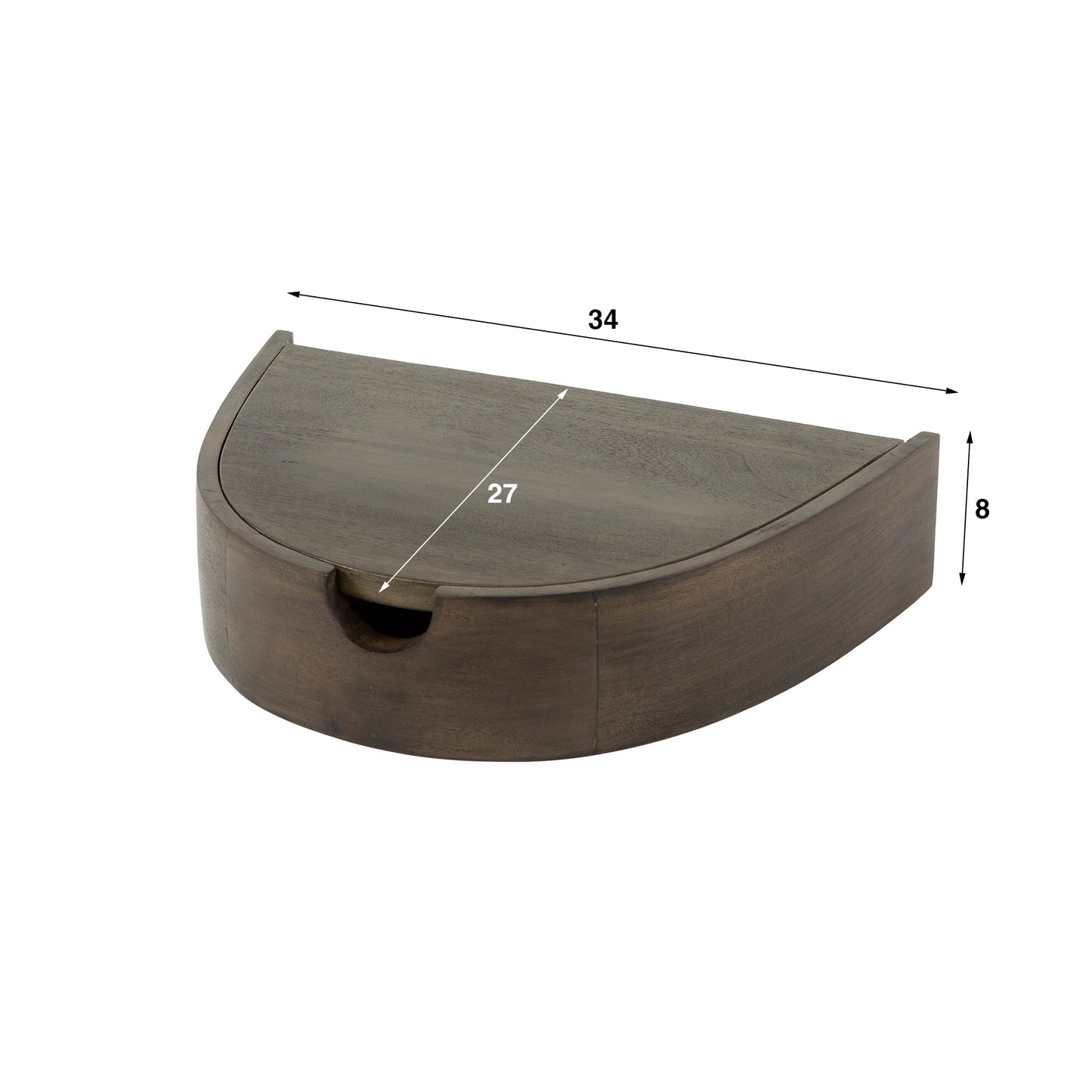 Nachttisch COVE ELEGANCE 2 Schwebende, halbrunde Nachtkonsolen aus Akazie Glaze Brown