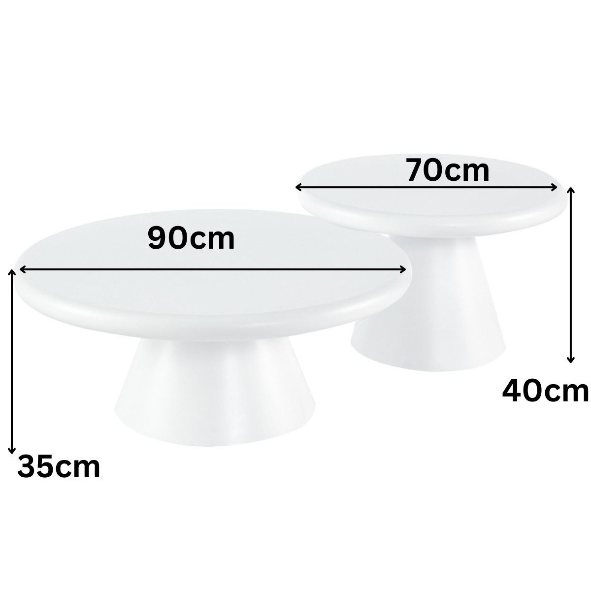 Couchtisch Bobbio 2er Set in weiß MDF rund Ø90cm