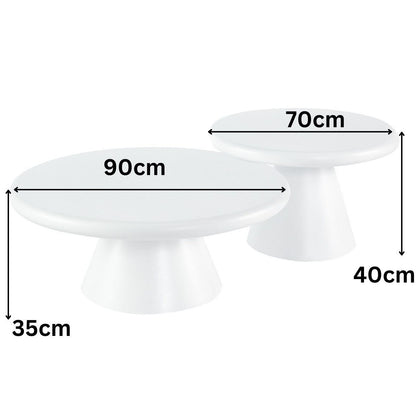 Couchtisch Bobbio 2er Set in weiß MDF rund Ø90cm