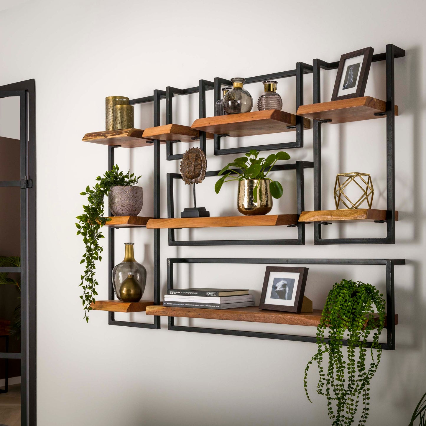 Wandregal EDGE FRAME Industrielles Schweberegal mit massiver Baumkante Akazie 20 cm