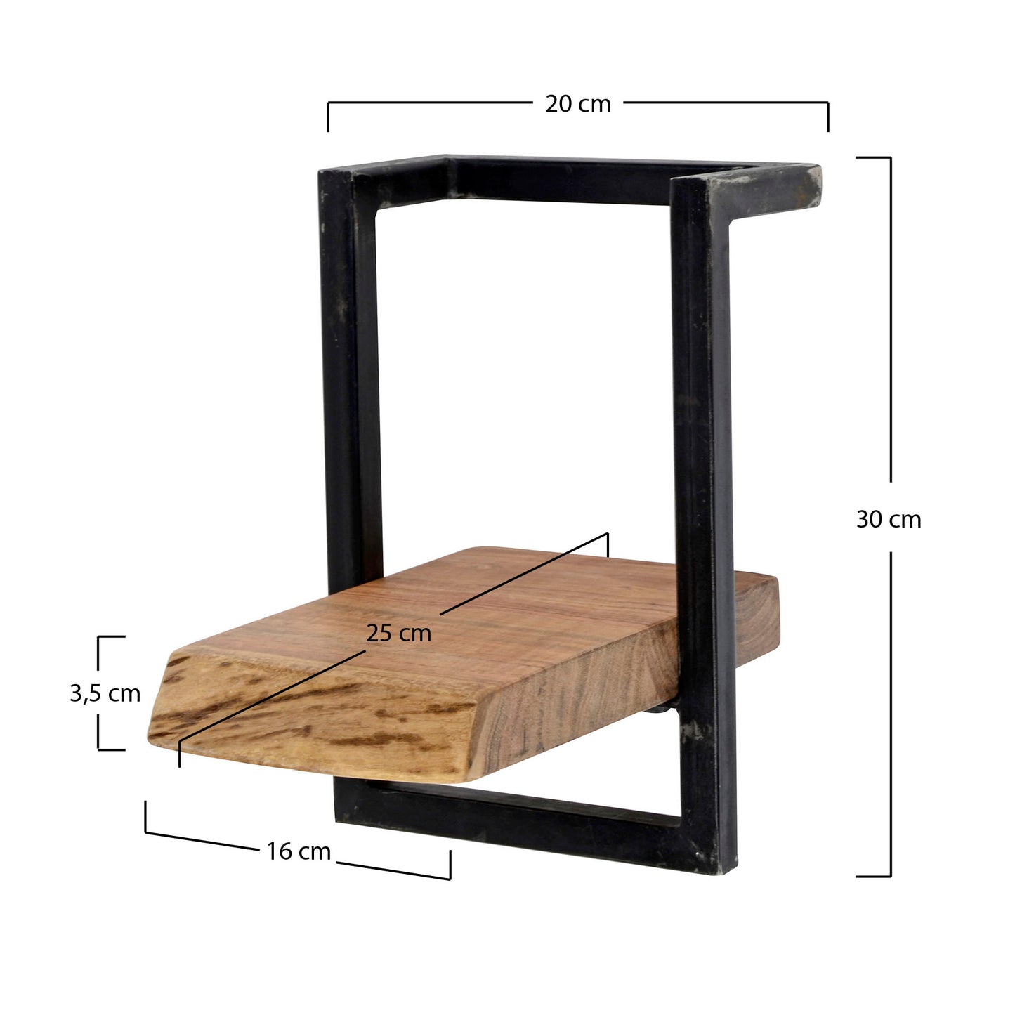 Wandregal EDGE FRAME Industrielles Schweberegal mit massiver Baumkante Akazie 20 cm