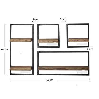 Wandregal EDGE FRAME XXL Industrial-Schweberegal mit massiver Baumkante Akazie 65 cm
