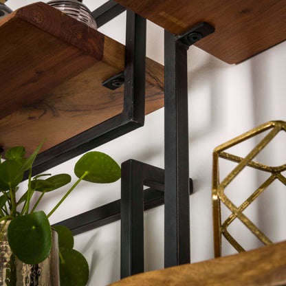 Wandregal EDGE FRAME Quadratisches Industrial-Regal mit massiver Baumkante Akazie 30 cm