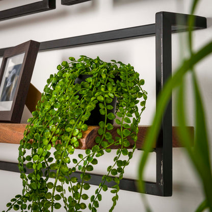 Wandregal EDGE FRAME Quadratisches Industrial-Regal mit massiver Baumkante Akazie 30 cm