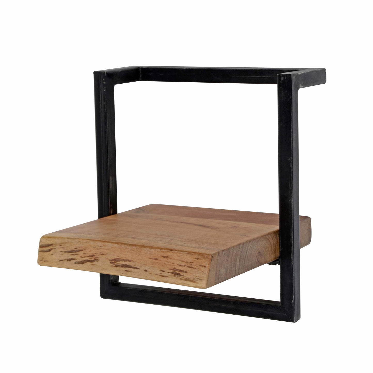 Wandregal EDGE FRAME Quadratisches Industrial-Regal mit massiver Baumkante Akazie 30 cm