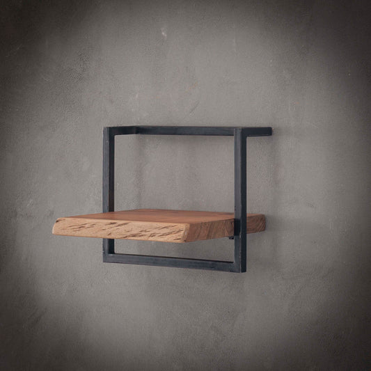 Wandregal EDGE FRAME Breites Industrial-Regal mit massiver Baumkante Akazie 40 cm