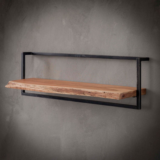 Wandregal EDGE FRAME Gigantisches Industrial-Schweberegal mit Baumkante Akazie 100 cm