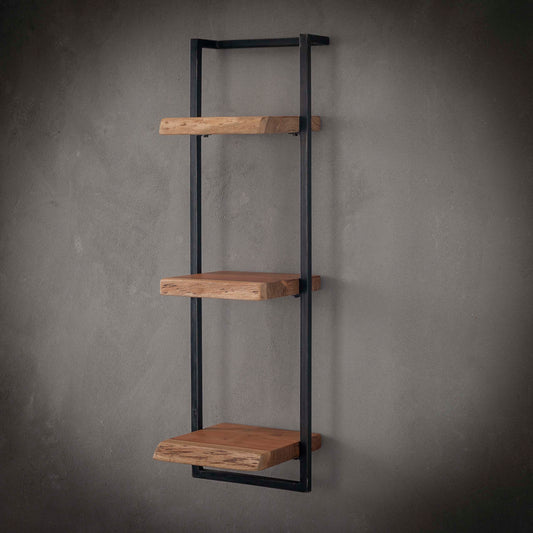 Wandregal EDGE FRAME Gigantisches 3-Ebenen-Industrial-Regal mit Baumkante Akazie 30x100 cm