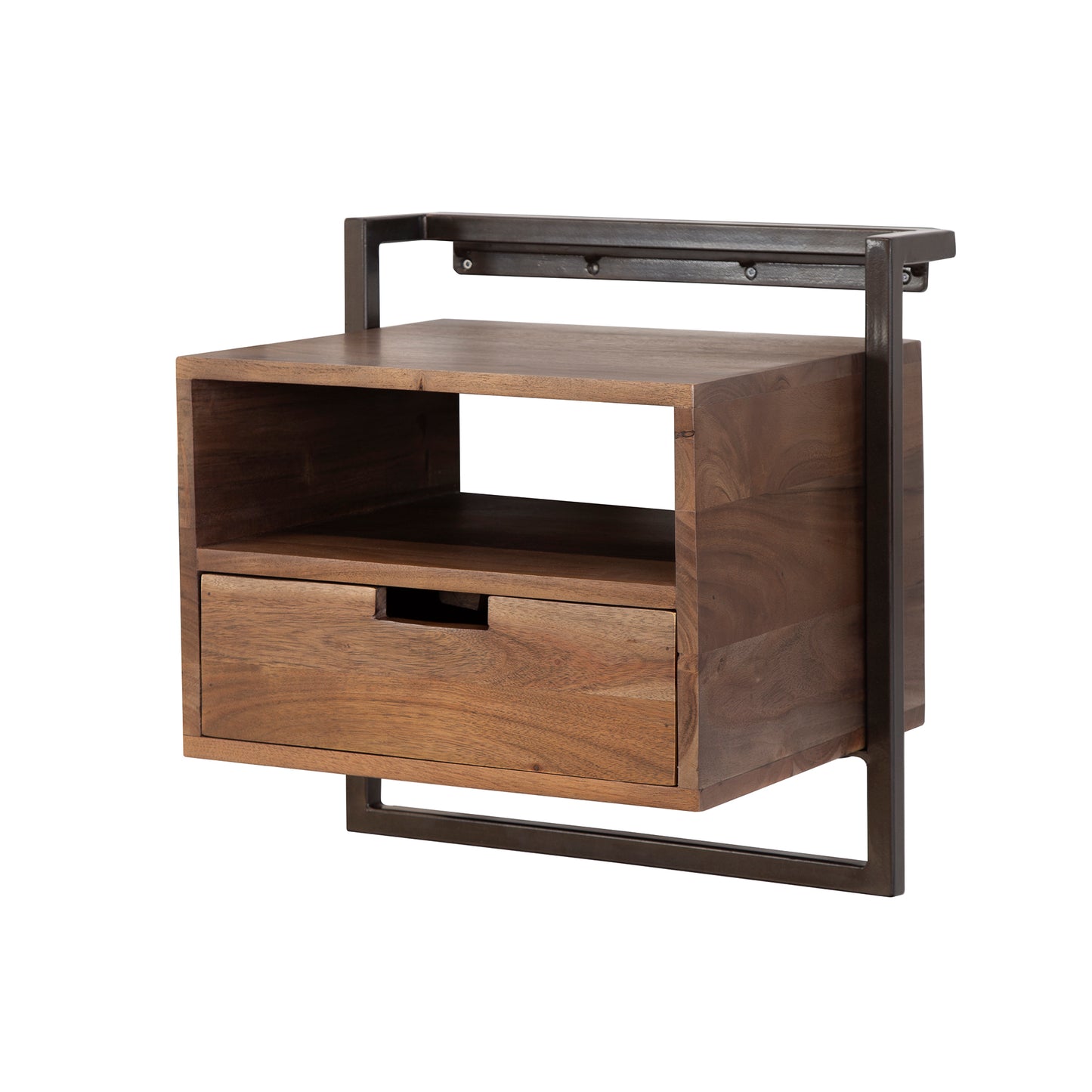 Nachttisch AIR SOLID Schwebende Konsole mit offenem Fach & Schublade Driftbraun