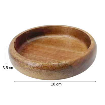 Servierschale Flache Massivholz-Schale im minimalistischen Design Akazie Holz Ø 18 cm