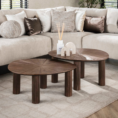 Couchtisch-Set FLAVIO TRAINGOLO  Dreieckige Satztische im Mid-Century Design
