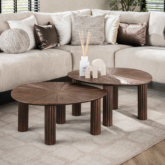 Couchtisch-Set FLAVIO TRAINGOLO  Dreieckige Satztische im Mid-Century Design