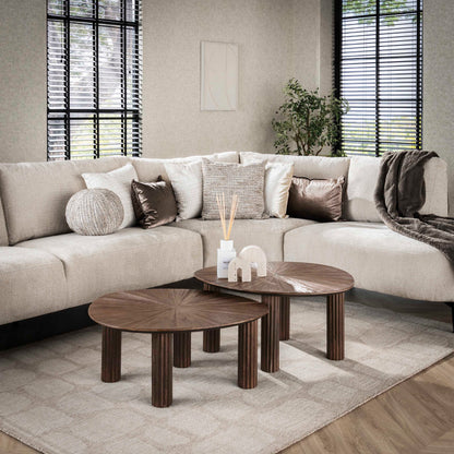 Couchtisch-Set FLAVIO TRAINGOLO  Dreieckige Satztische im Mid-Century Design