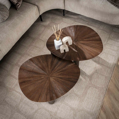 Couchtisch-Set FLAVIO TRAINGOLO  Dreieckige Satztische im Mid-Century Design