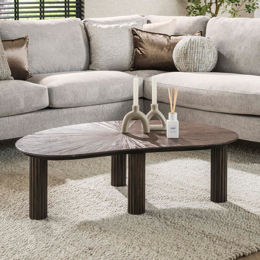 Couchtisch GIANNI STELLA  Nierenförmiger Lounge-Tisch in dunklem Teak