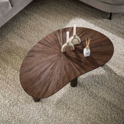 Couchtisch GIANNI STELLA  Nierenförmiger Lounge-Tisch in dunklem Teak
