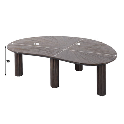 Couchtisch GIANNI STELLA  Nierenförmiger Lounge-Tisch in dunklem Teak