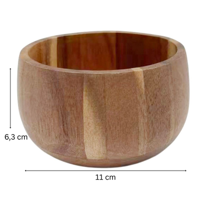 Servierschälchen Mini Massivholz-Dip-Schale in Block-Optik Akazie Holz Ø 11 cm