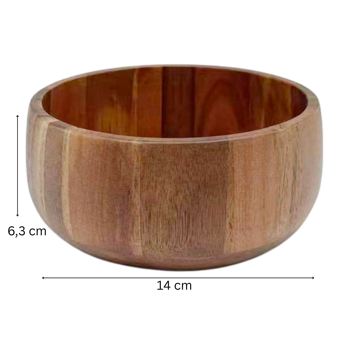 Servierschüssel Kleine Massivholz-Schale in Block-Optik Akazie Holz Ø 14 cm