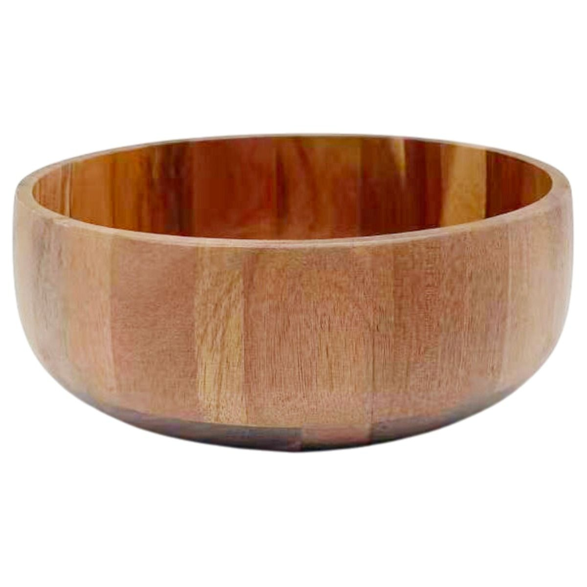 Servierschüssel Mittlere Massivholz-Schale in Block-Optik Akazie Holz Ø 18 cm
