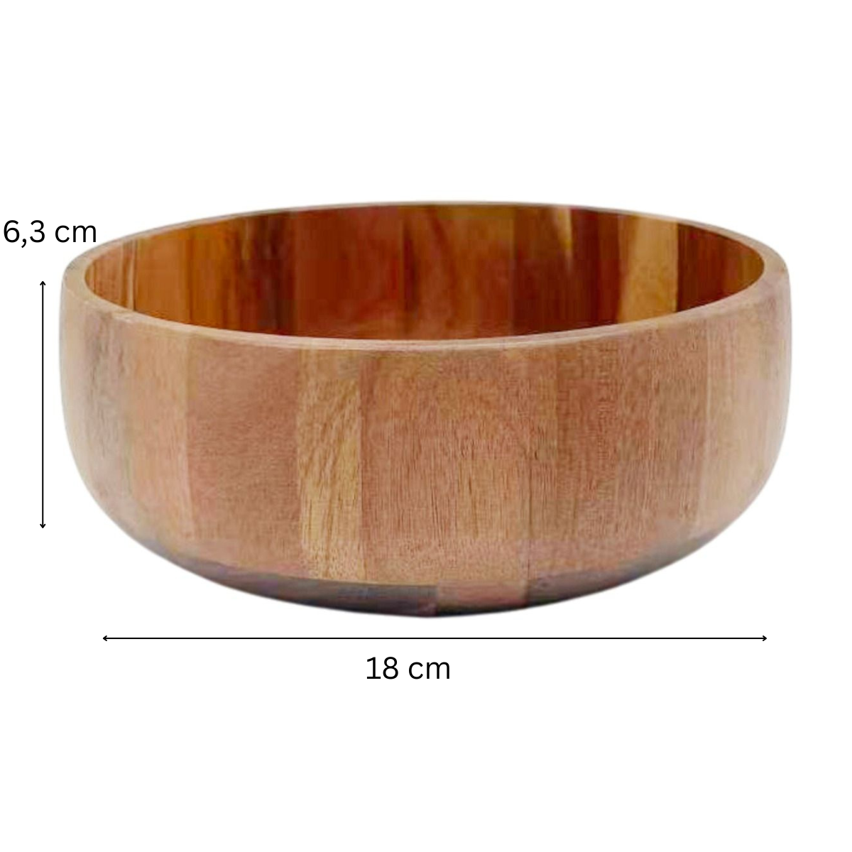 Servierschüssel Mittlere Massivholz-Schale in Block-Optik Akazie Holz Ø 18 cm