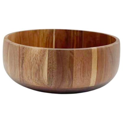 Servierschüssel Tiefe Massivholz-Salatschüssel in Block-Optik Akazie Holz Ø 22 cm