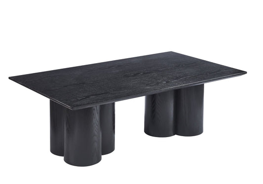 Couchtisch Enna in schwarzer MDF Holz Optik 140x80cm Säulenstil