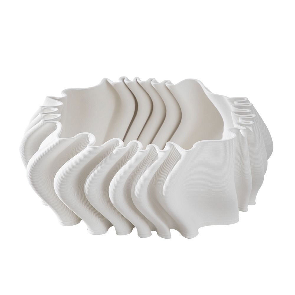 Design-Dekoschale ELLA Skulpturale Keramikschale mit 3D-Falten-Optik Ø27,5X11 CM