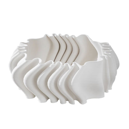 Design-Dekoschale ELLA Skulpturale Keramikschale mit 3D-Falten-Optik Ø27,5X11 CM