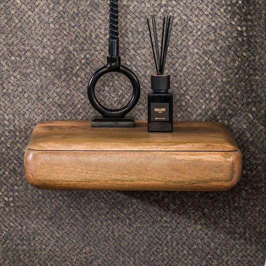 Nachttisch SLEEK SAND Schwebende Nachtkonsole aus Mangoholz im Soft-Edge-Design 45 cm