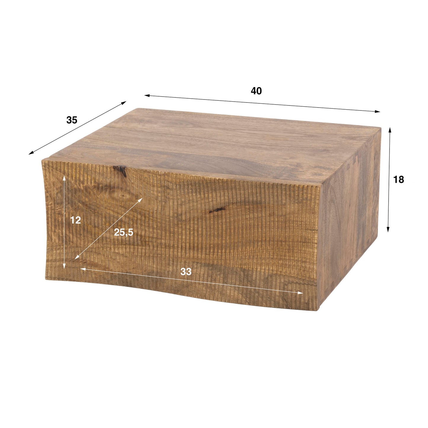 Nachttisch OCEAN WAVES Schwebende Massivholz-Konsole mit 3D-Wellenfront aus Mango 40 cm