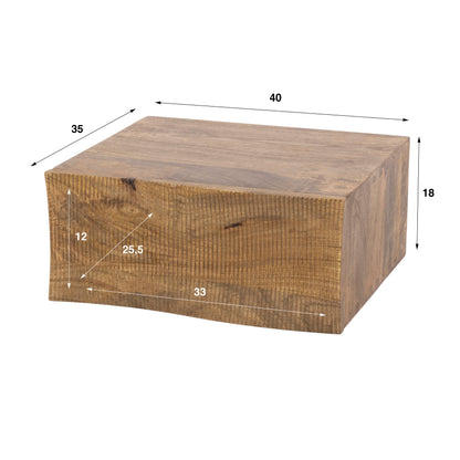 Nachttisch OCEAN WAVES Schwebende Massivholz-Konsole mit 3D-Wellenfront aus Mango 40 cm