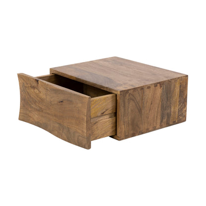 Nachttisch OCEAN WAVES Schwebende Massivholz-Konsole mit 3D-Wellenfront aus Mango 40 cm