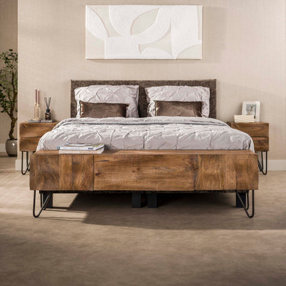 Nachttisch OCEAN WAVES Massivholz-Konsole mit 2 Schubladen, 3D-Wellenfront & Hairpin-Beinen