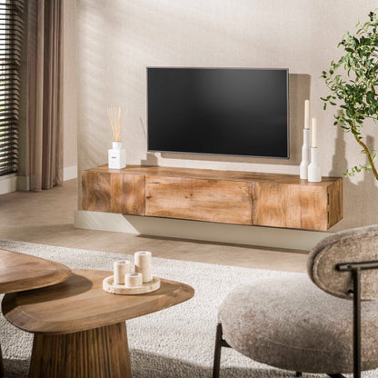 TV-Schrank MAREA 2-in-1 Massivholz-Lowboard mit 3D-Wellenfront Hairpin-Legs 160cm