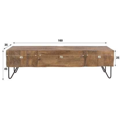 TV-Schrank MAREA 2-in-1 Massivholz-Lowboard mit 3D-Wellenfront Hairpin-Legs 160cm