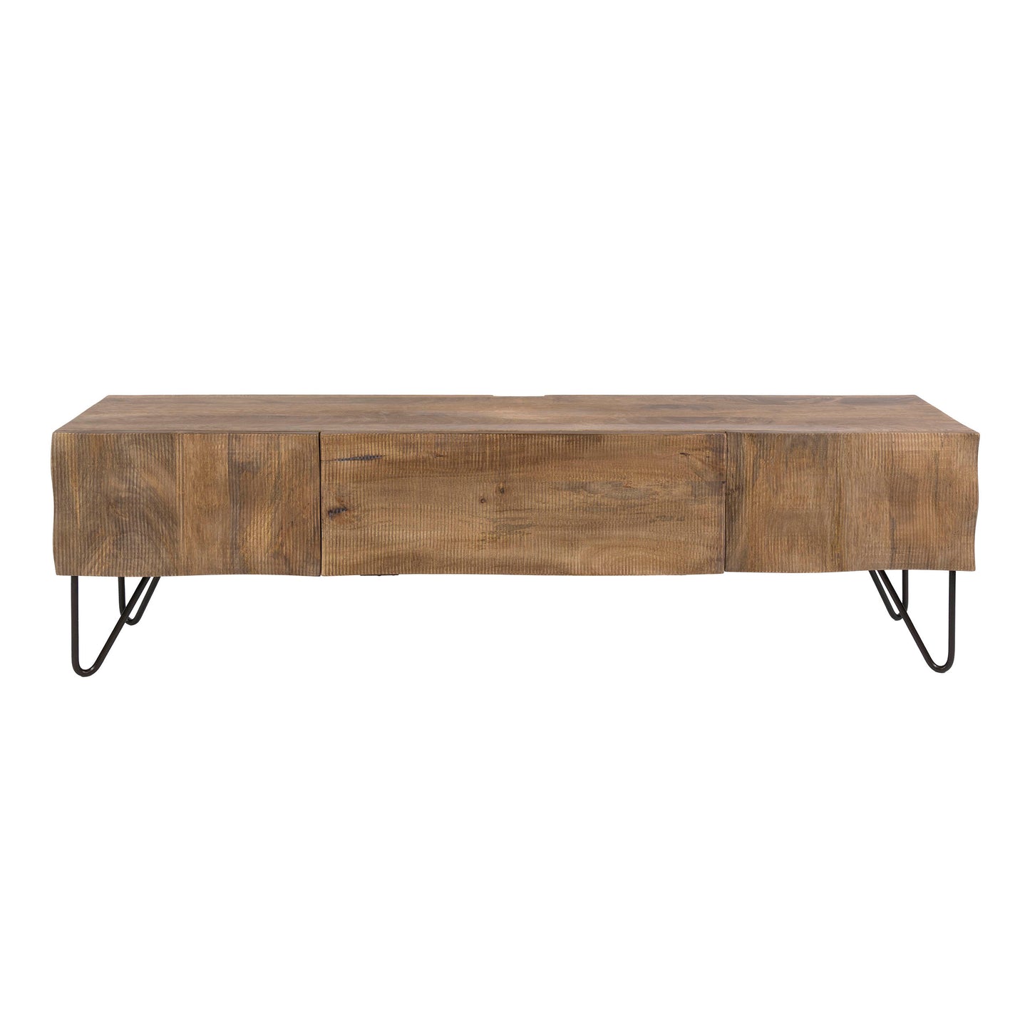 TV-Schrank MAREA 2-in-1 Massivholz-Lowboard mit 3D-Wellenfront Hairpin-Legs 160cm