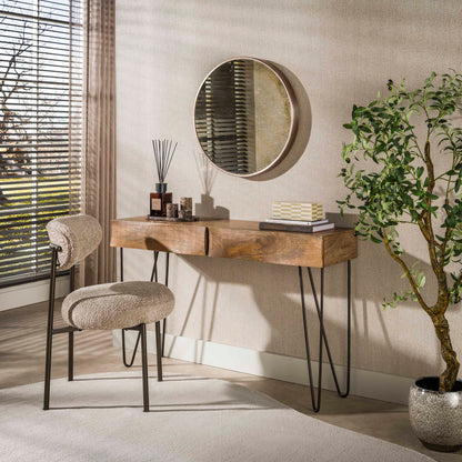 Konsolentisch OCEAN WAVES Massivholz-Konsole mit 3D-Wellenfront & Hairpin-Beinen 120 cm