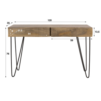 Konsolentisch OCEAN WAVES Massivholz-Konsole mit 3D-Wellenfront & Hairpin-Beinen 120 cm