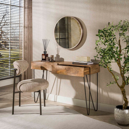 Konsolentisch OCEAN WAVES Massivholz-Konsole mit 3D-Wellenfront & Hairpin-Beinen 120 cm