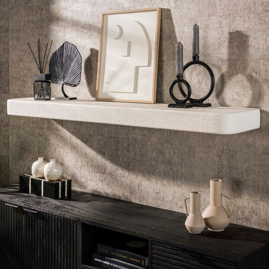 Wandregal STONE ELEGANCE Schwebendes XXL-Board aus Marmor-Komposit im Soft-Edge-Design 150 cm
