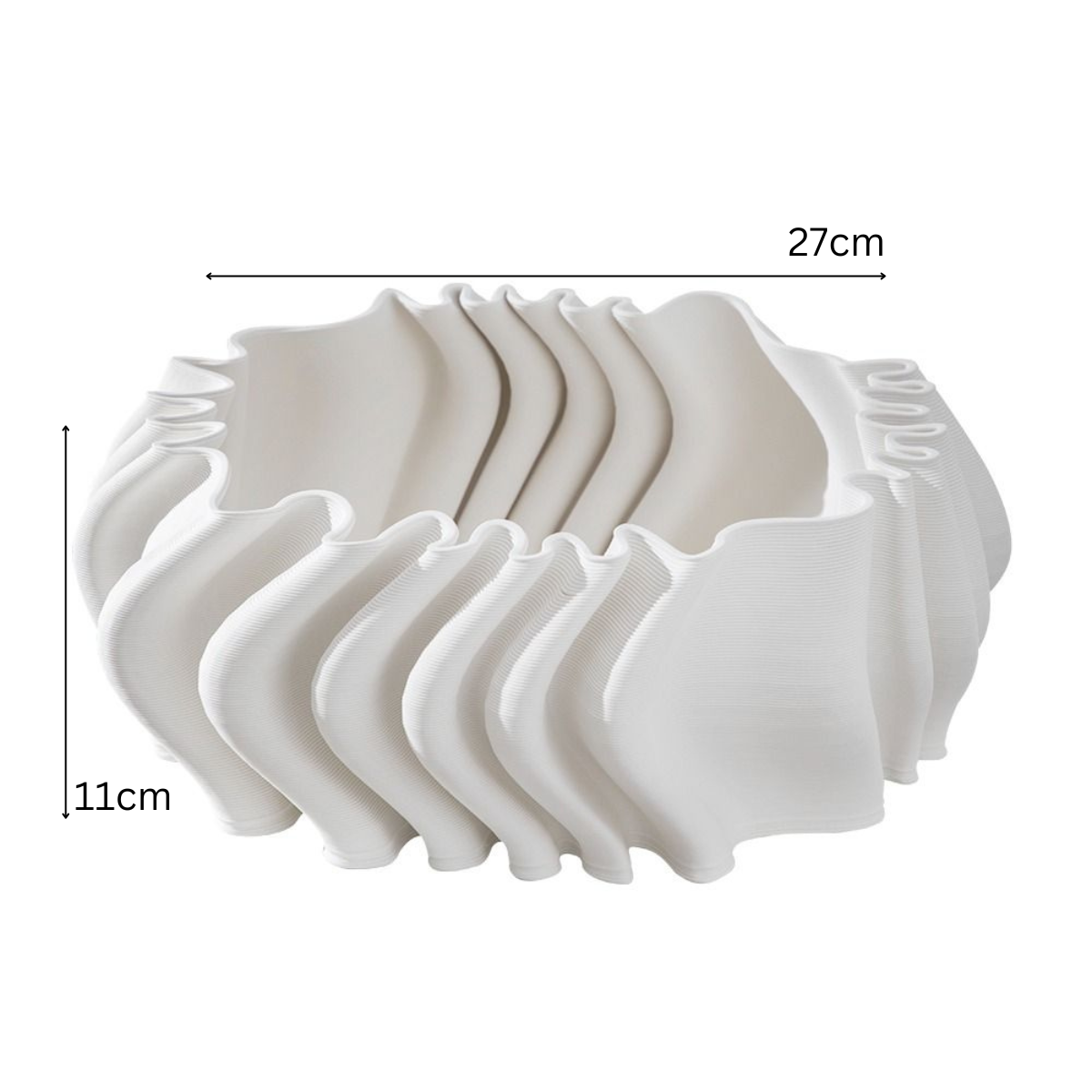 Design-Dekoschale ELLA Skulpturale Keramikschale mit 3D-Falten-Optik Ø27,5X11 CM