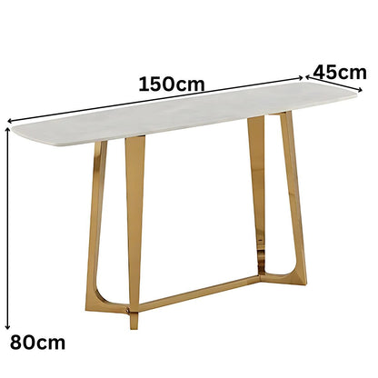 Ablagetisch Bari mit weißer Tischplatte in Marmoroptik 150cm