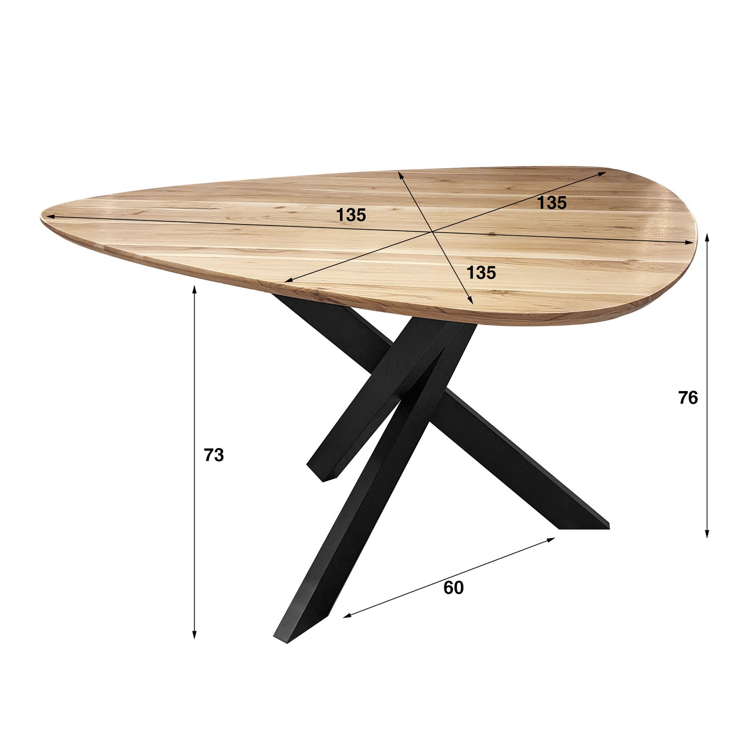 Esstisch NEVIO TRIANGOLO Organischer Massivholztisch mit Spider-Gestell