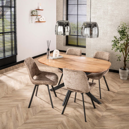 Esstisch OLE NORDICO – Dänisch-Ovaler Massivholztisch mit Spider-Gestell