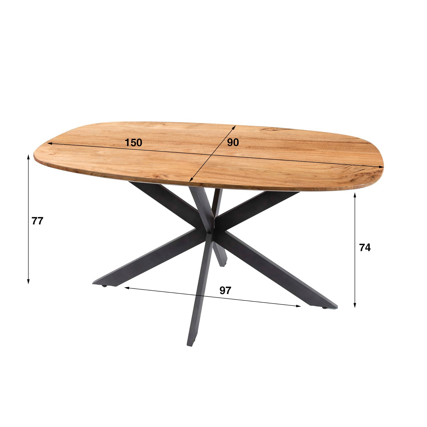 Esstisch OLE NORDICO – Dänisch-Ovaler Massivholztisch mit Spider-Gestell